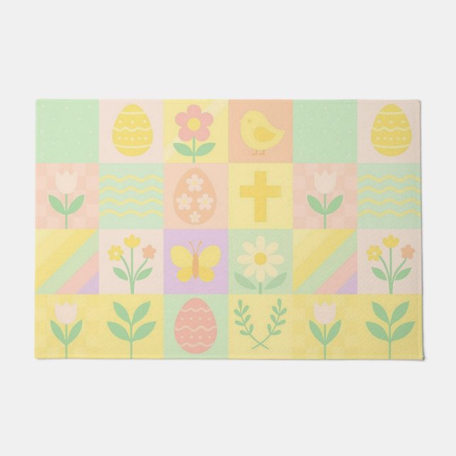 Cute Easter/spring patterned Doormat (Front)