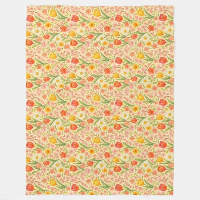 Cute Easter/spring patterned flowers Fleece Blanket (Front)