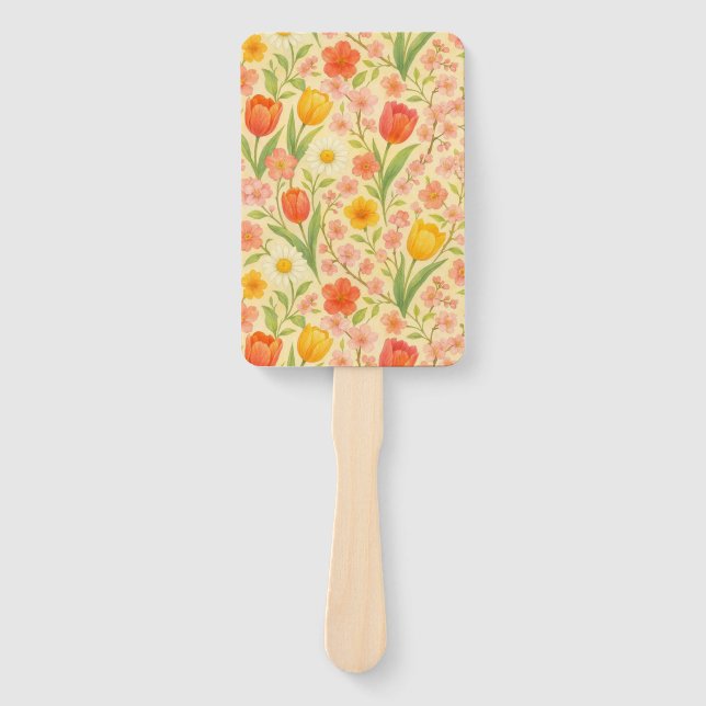 Cute Easter/spring patterned flowers Hand Fan (Front)