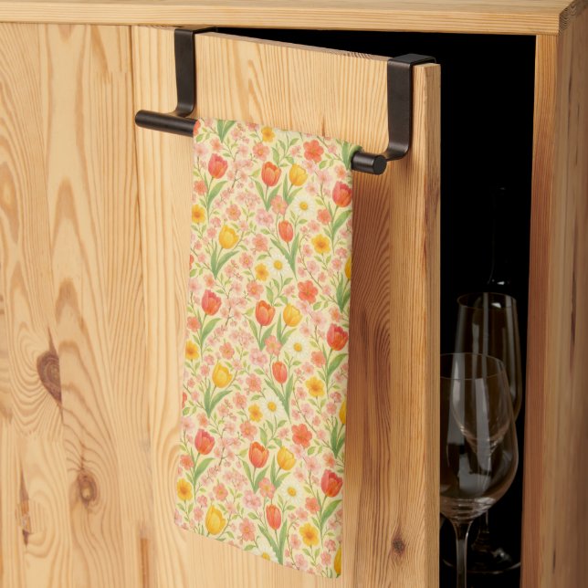 Cute Easter/spring patterned flowers Kitchen Towel (Thirds Fold)