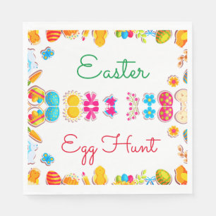 Cute Easter theme egg hunt party paper napkin