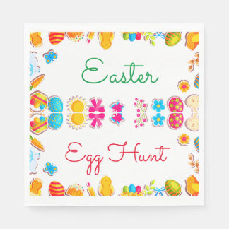 Cute Easter theme egg hunt party paper napkin