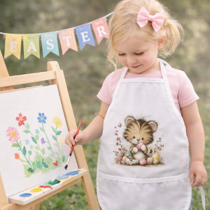 Cute Easter Tiger Cub Illustration Kids Apron