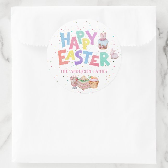 Cute Easter Treats | Colourful Easter Classic Round Sticker (Bag)