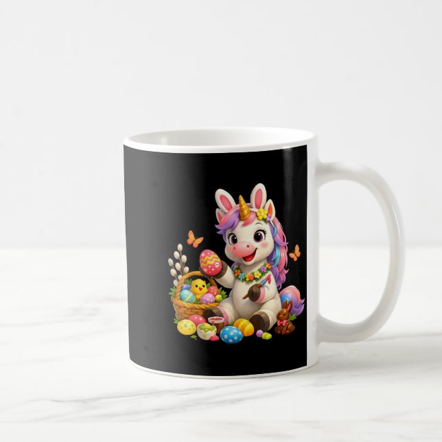 Cute easter unicorn bunny egg magical rainbow coffee mug (Right)