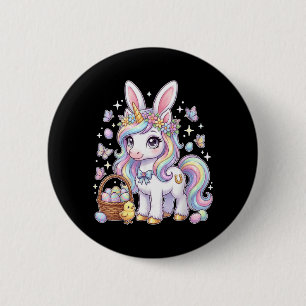 Cute Easter Unicorn Bunny Fantasy Easter Egg Hunt 2 Inch Round Button