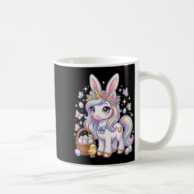 Cute Easter Unicorn Bunny Fantasy Easter Egg Hunt Coffee Mug (Right)