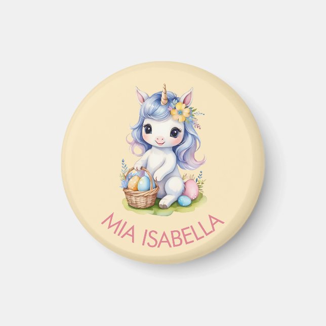 Cute Easter Unicorn Customizable Magnet (Front)
