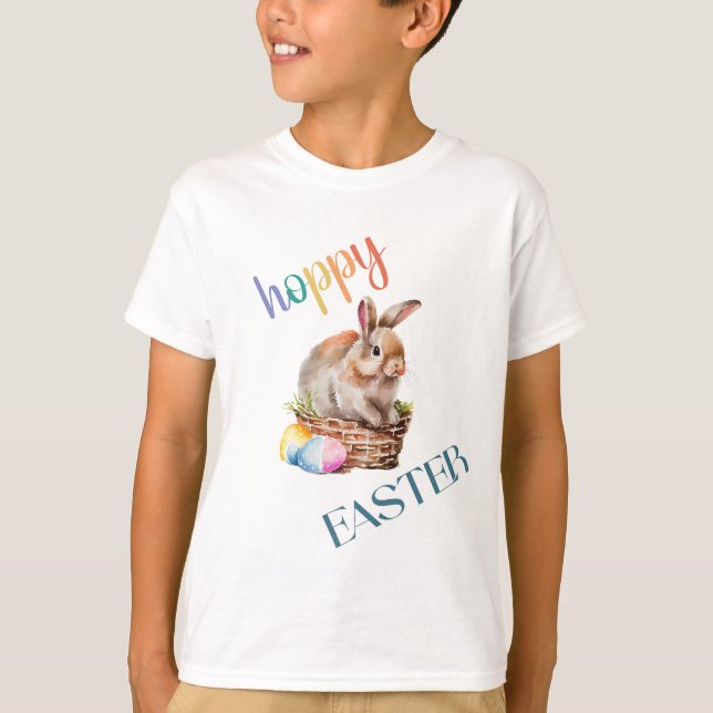 Cute Easter Watercolor Bunny T-Shirt (Front)