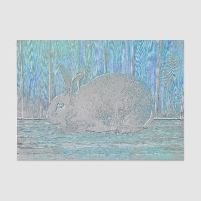 Cute Easter White Teal Blue Green Bunny Rabbit Tissue Paper (Front)