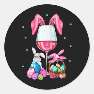 Cute Easter Wine Gles Bunny Ears Drink Up Women Me Classic Round Sticker