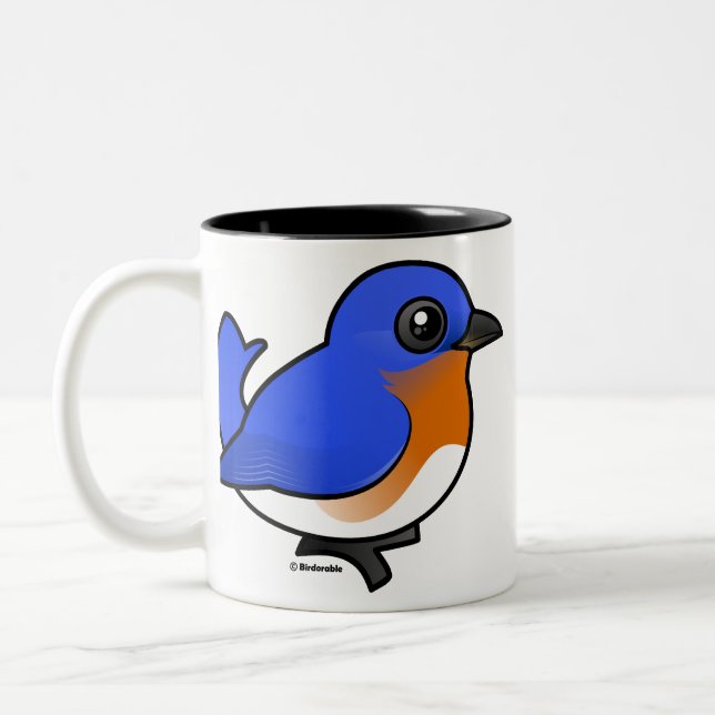 Cute Eastern Bluebird Two-Tone Coffee Mug (Left)