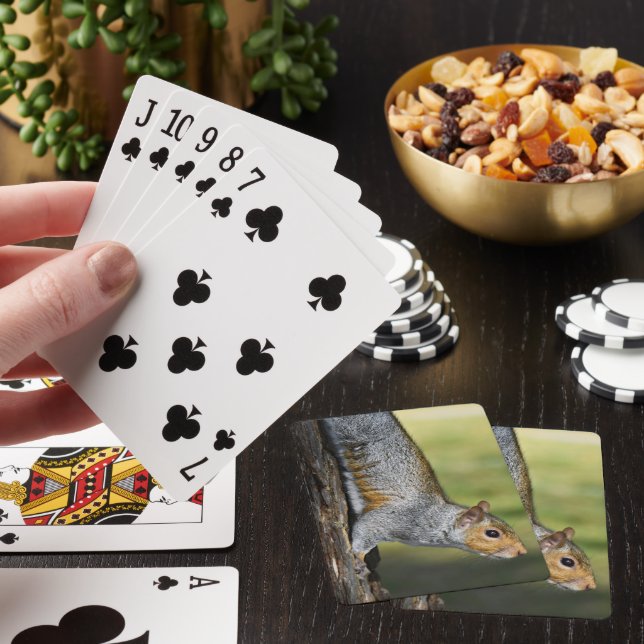 Cute Eastern Grey Squirrel Nature Photo Playing Cards (In Situ)