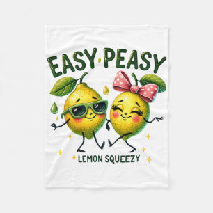 Cute Easy Peasy Lemon Squeezy Hello Summer Vacatio Fleece Blanket