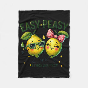 Cute Easy Peasy Lemon Squeezy Hello Summer Vacatio Fleece Blanket