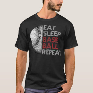 Cute Eat Sleep Baseball Repeat Vintage Funny Baseb T-Shirt