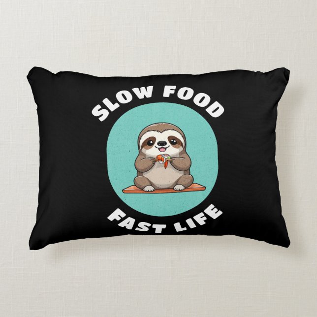 Cute eating Kawaii Sloth Accent Pillow (Front)