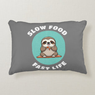 Cute eating Kawaii Sloth Grey Accent Pillow