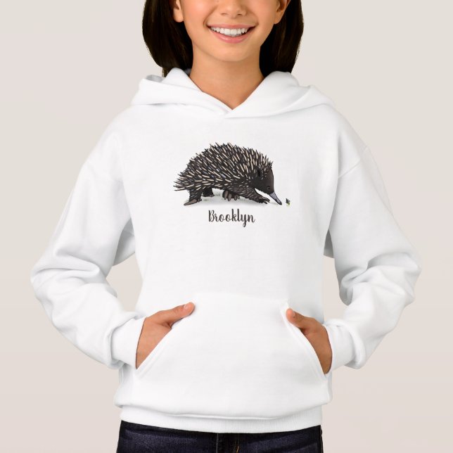 Cute echidna with bee cartoon illustration (Front)