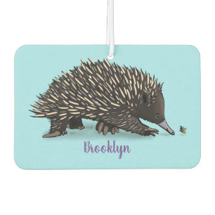 Cute echidna with bee cartoon illustration  air freshener