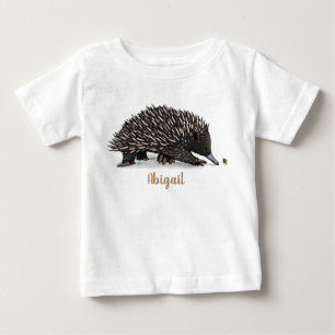 Cute echidna with bee cartoon illustration baby T-Shirt