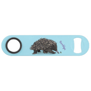 Cute echidna with bee cartoon illustration bar key