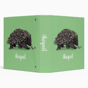 Cute echidna with bee cartoon illustration binder