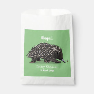 Cute echidna with bee cartoon illustration favour bag