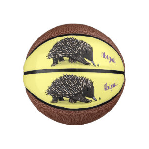 Cute echidna with bee cartoon illustration mini basketball