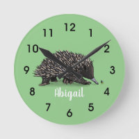 Cute echidna with bee cartoon illustration