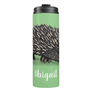 Cute echidna with bee cartoon illustration thermal tumbler
