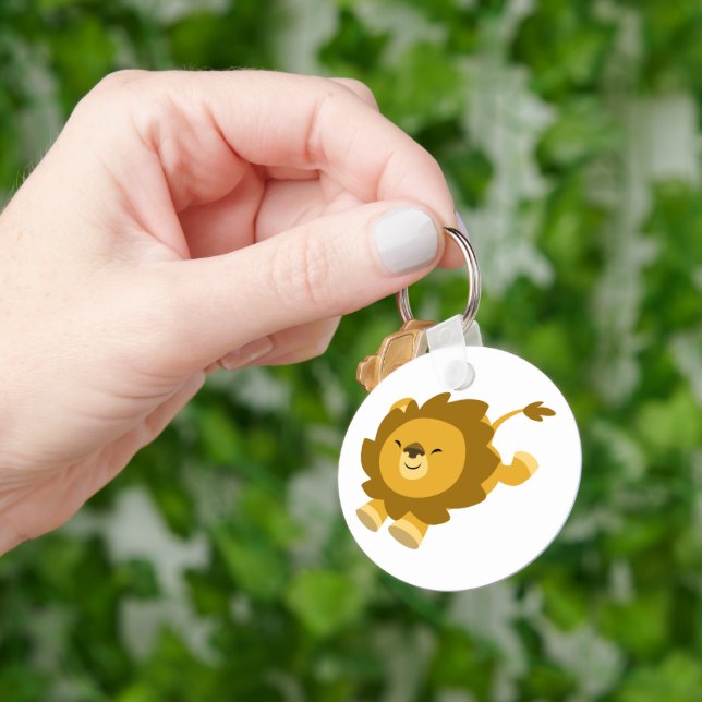 Cute Ecstatic Cartoon Lion Keychain (Hand)
