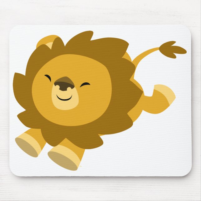 Cute Ecstatic Cartoon Lion Mousepad (Front)