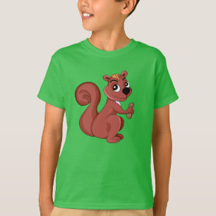 Cute écureuil en caricature avec T-shirt cacahuète