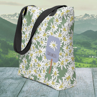 Cute Edelweiss Sound of Music Alps Botanical Tote Bag