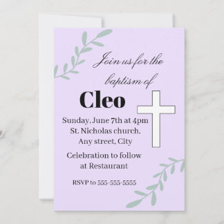 Cute editable baptism invitation