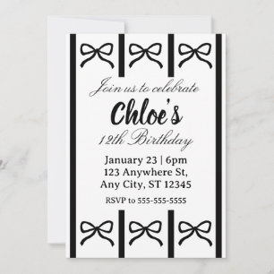 Cute editable bow birthday invite