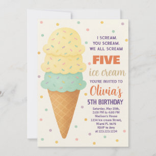 Cute Editable Ice Cream Party Invitation