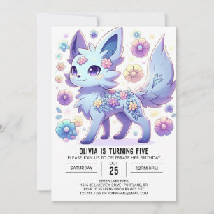 Cute Editable Wolf Digital Birthday invitation