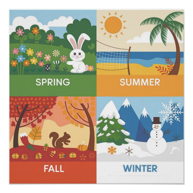 Cute & Educational 4 Seasons Design Poster (Front)