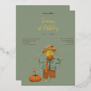 Cute Éffrayante 1er anniversaire Foil Invitation