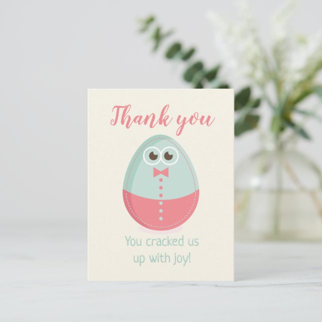Cute Egg Baby Shower Thank You Card (Standing Front)
