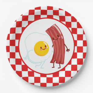 cute egg bacon Breakfast party or table Paper Plate