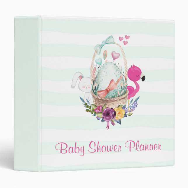 Cute Egg in a Basket with Flamingo and Bunny Binder (Front/Spine)