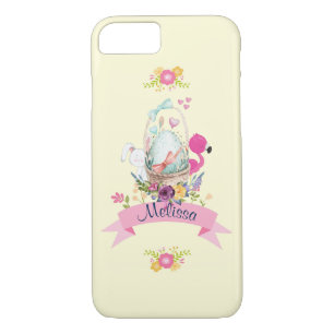 Cute Egg, Pink Flamingo & Bunny, /w Ribbon Case-Mate iPhone Case