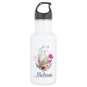 Cute Egg, Pink Flamingo & Bunny, Watercolor 532 Ml Water Bottle