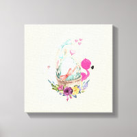 Cute Egg, Pink Flamingo & Bunny, Watercolor