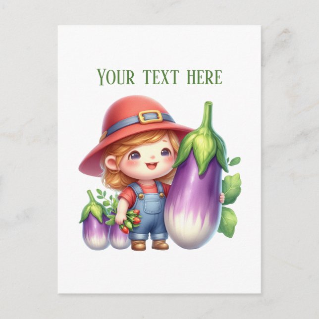 Cute egg plant vendors customizable  postcard (Front)