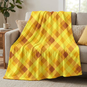 Cute Egg Yolk Yellow Plaid Large Fleece Blanket