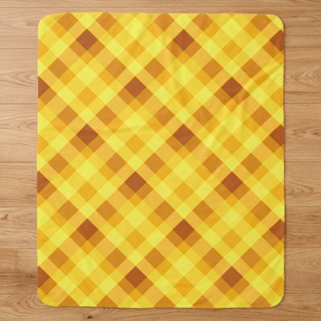 Cute Egg Yolk Yellow Plaid Medium Sherpa Blanket (Cute Egg Yolk Yellow Plaid Medium Sherpa Blanket on wooden floor in a home.)